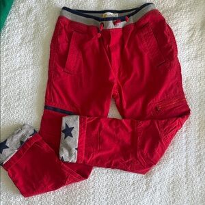 Mini Boden Red Kids Pants with Star Cuffs